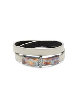 Bottega Veneta | Sterling Silver & Leather Double Loop Bracelet,商家Saks OFF 5TH,价格¥2147