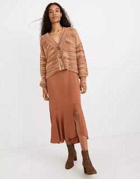 女装Madewell, Madewell | Flounce-Hem Midi Skirt in Cheetah Jacquard商品图片 3.4折