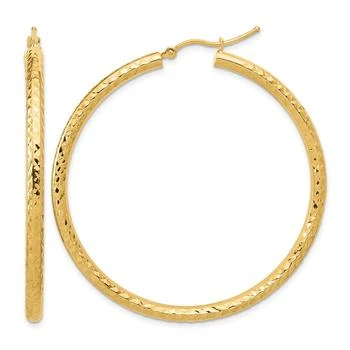 Diamond2Deal | 14k Yellow Gold Diamond-cut 3x50mm Round Hoop Earrings,商家Premium Outlets,价格¥6845