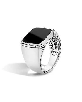 John Hardy | John Hardy Batu Classic Chain Silver Signet Ring with Black Jade,商家Bloomingdale's,价格¥4378