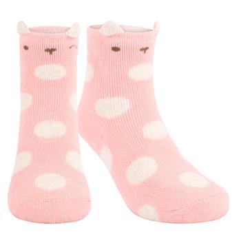 商品Polka dot non slip kitty socks in pink and white图片