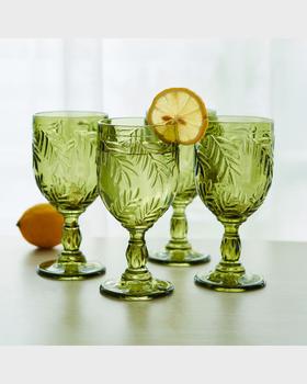 商品Villa Palm Wine Goblet Glasses Green - Set of 4图片