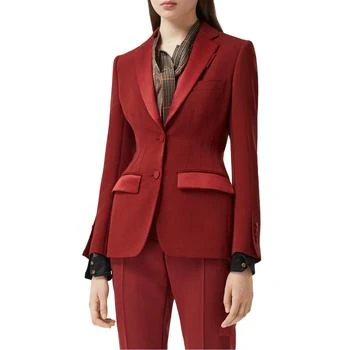 Burberry | Dark Carmine Otelia Satin Trim Wool Tuxedo Jacket 1.6折