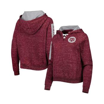 Colosseum | Women's Maroon Texas A&M Aggies The Devil Speckle Lace-Placket Raglan Pullover Hoodie商品图片,