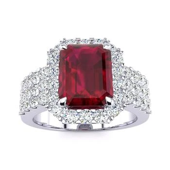 SSELECTS | 3 3/4 Carat Ruby And Halo Diamond Ring In 14 Karat White Gold,商家Premium Outlets,价格¥20719