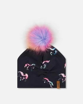 Deux par Deux | Detachable Pompom Hat Black Printed Multicolor Unicorns,商家Premium Outlets,价格¥279