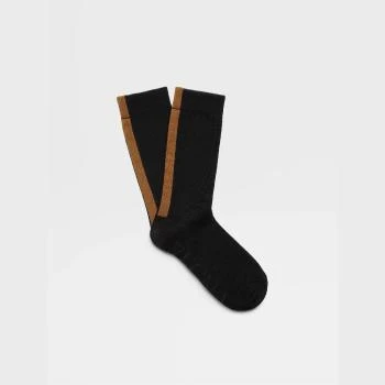 Zegna | 包邮包税【预售7天发货】 ZEGNA杰尼亚 23秋冬 男士 袜子 BLACK MID CALF SOCKS N5V40-544-001 包邮包税