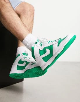 Nike Nike Dunk Hi Retro trainers in white and green