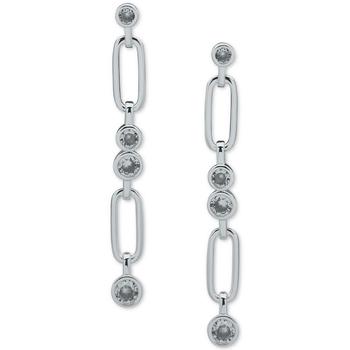 Anne Klein | Silver-Tone Cubic Zirconia & Link Linear Drop Earrings商品图片,