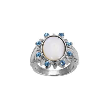商品Silver-Tone Mother of Pearl and Aqua Stone Ring图片