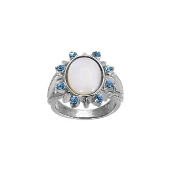 2028 | Silver-Tone Mother of Pearl and Aqua Stone Ring,商家Macy's,价格¥283