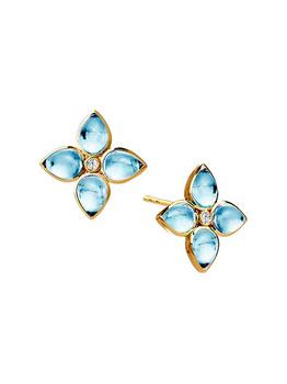 商品Syna | Jardin 18K Yellow Gold, Blue Topaz, & 0.09 TCW Diamond Flower Stud Earrings,商家Saks Fifth Avenue,价格¥20945图片