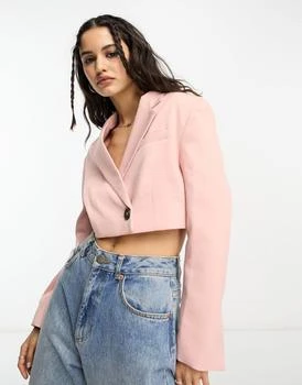 Bershka | Bershka cropped blazer co-ord in dusky pink 9.5折, 满$26享5折, 满折