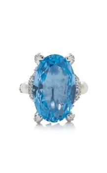 Anabela Chan | Anabela Chan - Mermaid 18K White Gold; Rhodium Vermeil Multi-Gem Ring - Blue - US 7 - Moda Operandi - Gifts For Her,商家Fashion US,价格¥16973