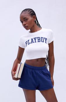 Playboy | By PacSun Navy Logo Sweat Shorts商品图片,7折×额外7.5折, 额外七五折