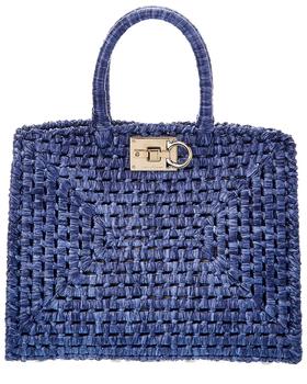 旅行菲拉格慕包, Salvatore Ferragamo | Salvatore Ferragamo Gancini Medium Raffia Tote商品图片 7.5折