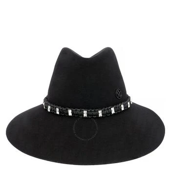 Maison Michel Maison Michel Ladies Black  Kate Embellished Macrame Fedora Hat, Size Small