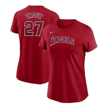 迈克达威, NIKE | Women's Mike Trout Red Los Angeles Angels Name Number T-shirt商品图片 