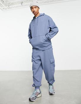 ASOS | ASOS DESIGN oversized hoodie and oversized joggers with cargo pocket tracksuit in blue商品图片,