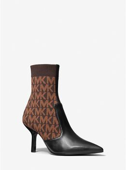 时尚michael kors cece女装, Michael Kors | Shiloh Logo Stretch Knit and Leather Sock Boot商品图片 7.5折