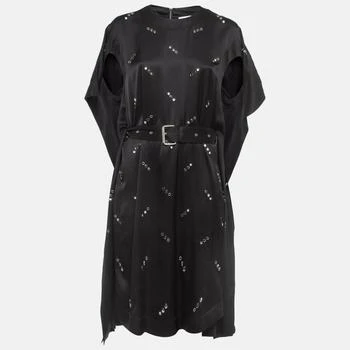 推荐Burberry Black Silk Stud Embellished Belted Short Dress M商品