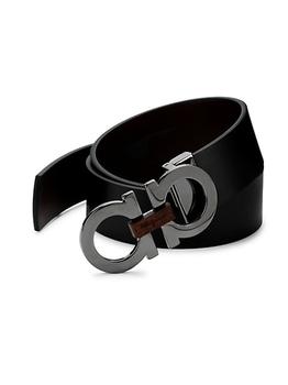 推荐Adjustable & Reversible Gancini Buckle Belt with Briarwood Detail商品