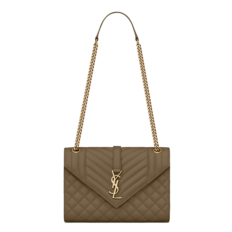 ysl包评价, Yves Saint Laurent | SAINT LAURENT PARIS/圣罗兰 YSL 秋冬新款 ENVELOPPE系列 女士卡其绿小牛皮金色徽标磁性按扣单肩手提斜挎包600185BOW913344商品图片 7.4折×额外9.5折, 包邮包税, 额外九五折