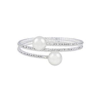 商品Macy's | 2 Row Crystals with Silmuated Pearl Coil Wrap Bracelet,商家Macy's,价格¥142图片