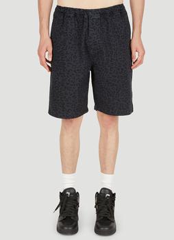 stussy裤子, STUSSY | Leopard Print Beach Shorts in Dark Blue商品图片 