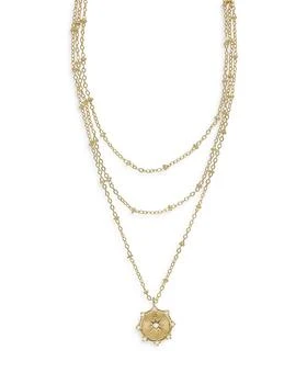 推荐Compass Keepsake Layered 18K Gold Plated Necklace, 14-17"商品