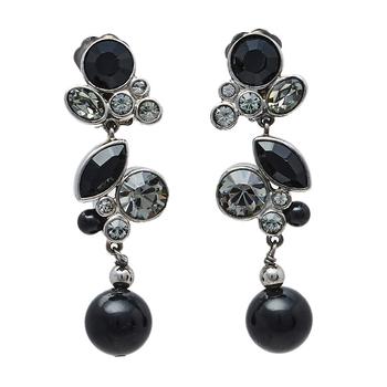 [二手商品] Dior | Dior Silver Tone Noir Crystal Drop Clip On Earrings商品图片,4.8折