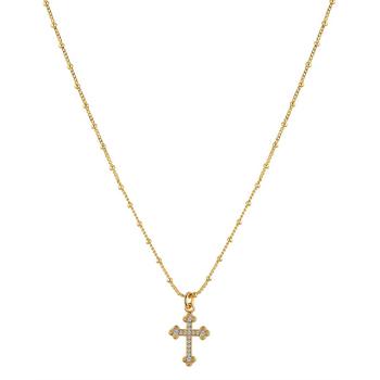 Unwritten | 14k Gold Plated Crystal Cross Pendant Necklace商品图片,6折×额外8.5折, 额外八五折