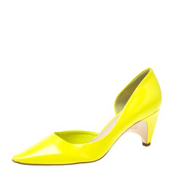 lv高帮鞋, [二手商品] Louis Vuitton | Louis Vuitton Flourescent Leather Pointed Toe D'orsay Pumps Size 36商品图片 4.5折