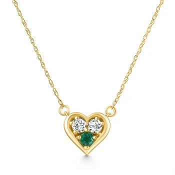 Pompeii3 | 1/2Ct Heart Shape Emerald & Diamond Pendant 10k Gold Women's Necklace lab Grown,商家Premium Outlets,价格¥2600