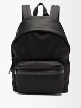 推荐City leather-trimmed nylon backpack商品