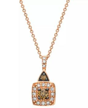 Le Vian | Chocolatier® Chocolate Diamond® & Vanilla Diamond® Halo Adjustable 20" Pendant Necklace (1/4 ct. t.w.) in 14k Rose Gold,商家Macy's,价格¥17952