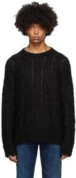 推荐Black & Burgundy Cable-Knit Crewneck商品