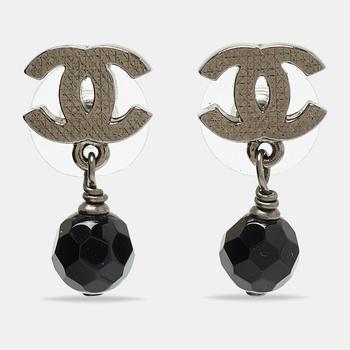 Chanel | Chanel CC Beads Gunmetal Tone Earrings商品图片,