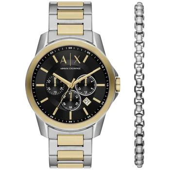 Armani Exchange | Men's Quartz Chronograph Multi Stainless Steel Watch 44mm Set, 2 Pieces 7折