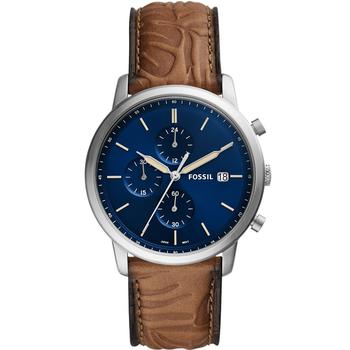 Fossil | Men's Neutra Minimalist Chronograph, Embossed Brown Leather Strap Watch商品图片,5折
