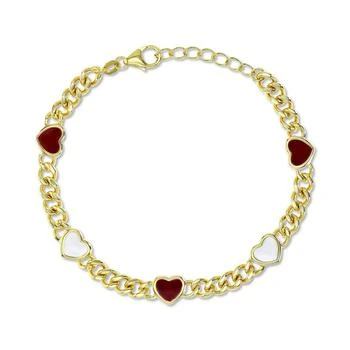 Macy's | Red & White Enamel Heart Large Link Chain Bracelet in 14k Gold-Plated Sterling Silver,商家Macy's,价格¥1339