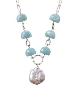 商品Chan Luu | Sterling Silver, Aquamarine & Pink Pearl Necklace,商家Saks Fifth Avenue,价格¥2497图片