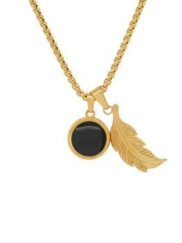 推荐18K Yellow Goldplated Stainless Steel & Black Onyx Pendant Necklace商品