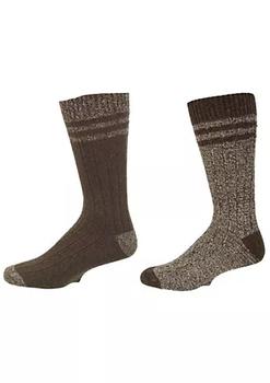 推荐Men's Wool Blended Crew Marled Outdoor Hiking Socks 2 Pair Pack商品
