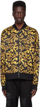 商品Versace | 黑色 & 金色 Sketch Baroque 飞行员夹克,商家SSENSE CN,价格¥2029图片