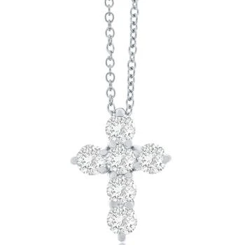 Macy's | Diamond Cross Pendant Necklace (3/4 ct. t.w.) in 14k White Gold, 16" + 2" Extender 