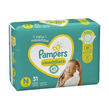 商品Pampers Swaddlers Newborn Diapers, Soft and Absorbent, Size N, 31 Ea图片
