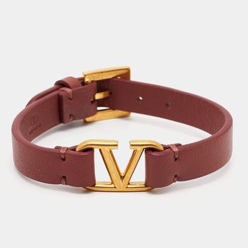 推荐Valentino  VLogo Leather Gold Tone Wrap Bracelet商品