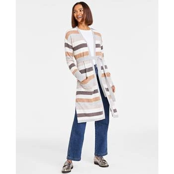 Charter Club | Women's 100% Cashmere Striped Belted Duster Cardigan, Regular & Petite, Created for Macy's 4折