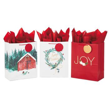 商品Hallmark | 13" Large Christmas Gift Bag Assortment with Tissue Paper,商家Walgreens,价格¥111图片